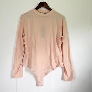 Fashion Nova Blush Melanie Long Sleeve Mock Neck Bodysuit Women's 2X